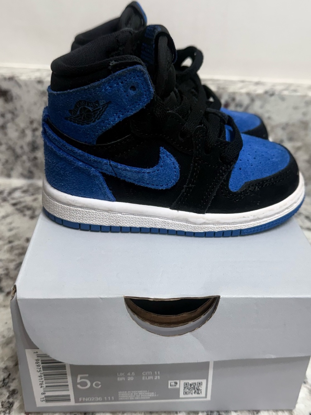 Jordan Kids High-Top Sneakers in Black and Royal Blue